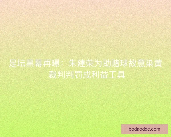 足坛黑幕再曝：朱建荣为助赌球故意染黄 裁判判罚成利益工具