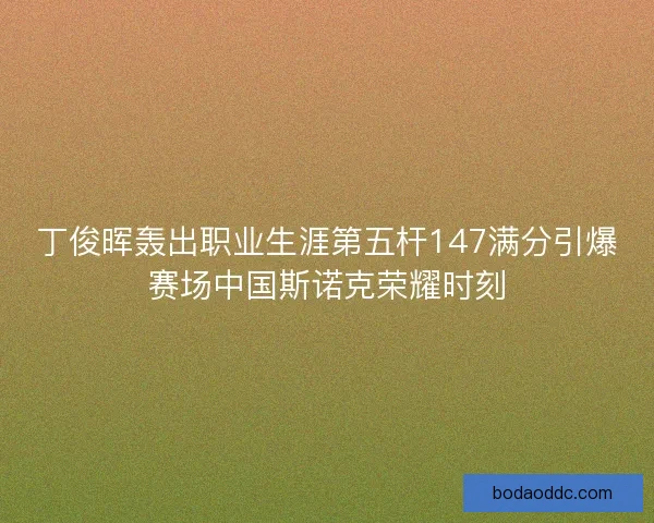 丁俊晖轰出职业生涯第五杆147满分引爆赛场中国斯诺克荣耀时刻